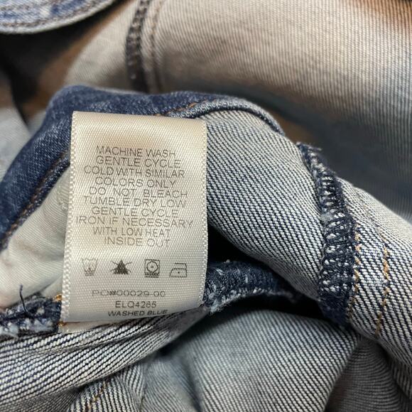 Evereve Stretch Denim Wide Leg Cropped Crop Bib Overalls Raw Hem Jean womens 30 - Picture 16 of 16